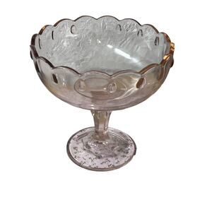 Vintage Teardrop Pink Glass Compote by Indiana Glass Co